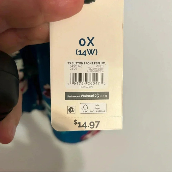 Women’s 0x Terra&sky. short sleeve floral tropical baby doll style button up top - Picture 8 of 8